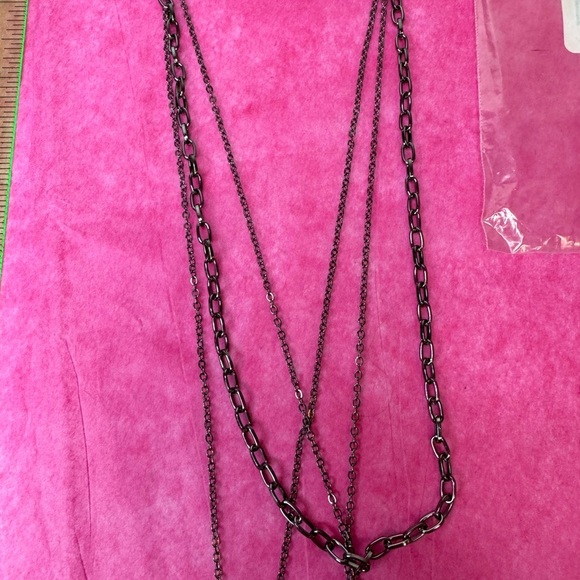 NWT 3-piece layered Pave Bordat dark gray necklaces with gems - Picture 4 of 4